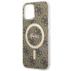 Guess GUBPP12MH4EACSW Kuori + langaton laturi Apple iPhone 12 / iPhone 12 Pro ruskea hardcase, 4G Print, MagSafe