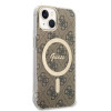Guess GUBPP14MH4EACSW Kuori + langaton laturi Apple iPhone 14 Plus / iPhone 15 Plus ruskea hardcase, 4G Print, MagSafe
