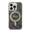 Guess GUBPP14LH4EACSK Kuori + langaton laturi Apple iPhone 14 Pro musta hardcase, 4G Print, MagSafe