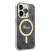 Guess GUBPP14LH4EACSK Kuori + langaton laturi Apple iPhone 14 Pro musta hardcase, 4G Print, MagSafe
