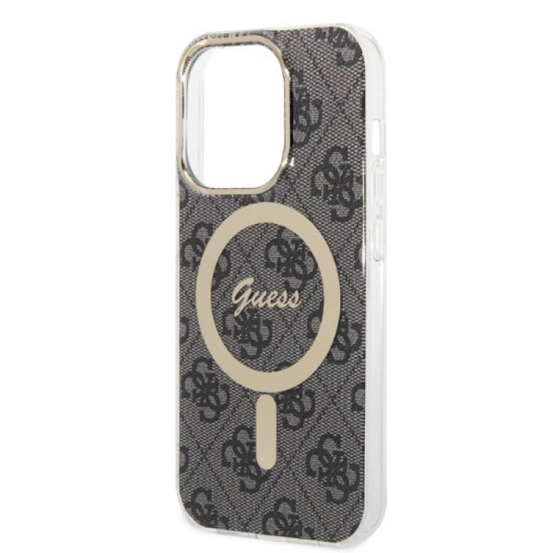 Guess GUBPP14LH4EACSK Kuori + langaton laturi Apple iPhone 14 Pro musta hardcase, 4G Print, MagSafe