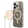 Guess GUBPP14XH4EACSW kuori + langaton laturi Apple iPhone 14 Pro Max ruskea hardcase, 4G Print, MagSafe