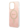 Guess GUBPP13LH4EACSP kuori + langaton laturi Apple iPhone 13 Pro, pinkki, hardcase, 4G Print, MagSafe