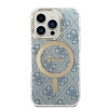 Guess GUBPP14XH4EACSB kuori + langaton laturi Apple iPhone 14 Pro Max sininen hardcase, 4G Print, MagSafe