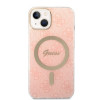 Guess GUBPP14MH4EACSP Kuori + langaton laturi Apple iPhone 14 Plus / iPhone 15 Plus, pinkki, hardcase, 4G Print, MagSafe