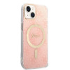 Guess GUBPP14MH4EACSP Kuori + langaton laturi Apple iPhone 14 Plus / iPhone 15 Plus, pinkki, hardcase, 4G Print, MagSafe