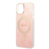 Guess GUBPP14MH4EACSP Kuori + langaton laturi Apple iPhone 14 Plus / iPhone 15 Plus, pinkki, hardcase, 4G Print, MagSafe