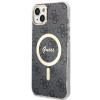 Guess GUBPP14MH4EACSK Kuori + langaton laturi Apple iPhone 14 Plus / iPhone 15 Plus musta hardcase, 4G Print, MagSafe