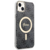 Guess GUBPP14MH4EACSK Kuori + langaton laturi Apple iPhone 14 Plus / iPhone 15 Plus musta hardcase, 4G Print, MagSafe