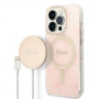 Guess GUBPP14LH4EACSP Case + Wireless Charger Apple iPhone 14 Pro vaaleanpunainen hardcase, 4G Print, MagSafe