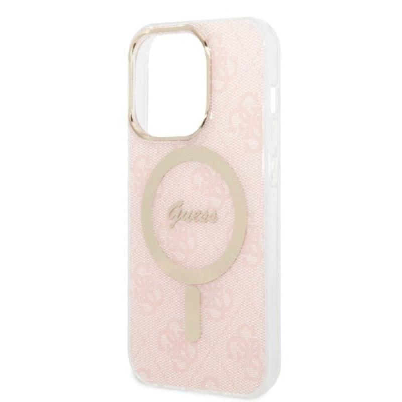 Guess GUBPP14LH4EACSP Case + Wireless Charger Apple iPhone 14 Pro vaaleanpunainen hardcase, 4G Print, MagSafe