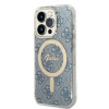 Guess GUBPP14LH4EACSB Kuori + langaton laturi Apple iPhone 14 Pro sininen hardcase, 4G Print, MagSafe