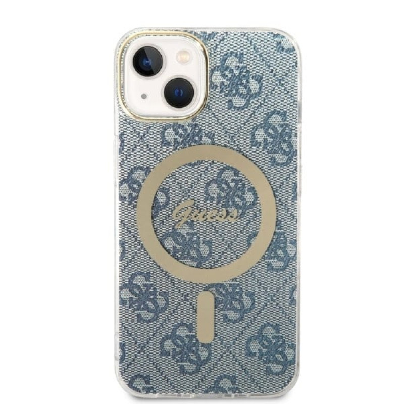 Guess GUBPP14MH4EACSB Kuori + langaton laturi Apple iPhone 14 Plus / iPhone 15 Plus sininen hardcase, 4G Print, MagSafe