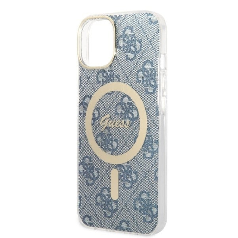 Guess GUBPP14MH4EACSB Kuori + langaton laturi Apple iPhone 14 Plus / iPhone 15 Plus sininen hardcase, 4G Print, MagSafe