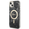 Guess GUBPP14MHMEACSK kuori + langaton laturi Apple iPhone 14 Plus / iPhone 15 Plus musta, hardcase, Marble, MagSafe