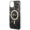 Guess GUBPP14MHMEACSK kuori + langaton laturi Apple iPhone 14 Plus / iPhone 15 Plus musta, hardcase, Marble, MagSafe