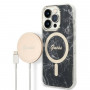 Guess GUBPP14XHMEACSK kuori + langaton laturi Apple iPhone 14 Pro Max musta hardcase, Marble, MagSafe