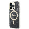 Guess GUBPP14XHMEACSK kuori + langaton laturi Apple iPhone 14 Pro Max musta hardcase, Marble, MagSafe