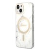 Guess GUBPP14MHMEACSH kuori + langaton laturi Apple iPhone 14 Plus / iPhone 15 Plus, valkoinen, hardcase, Marble, MagSafe