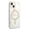Guess GUBPP14MHMEACSH kuori + langaton laturi Apple iPhone 14 Plus / iPhone 15 Plus, valkoinen, hardcase, Marble, MagSafe