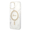 Guess GUBPP14MHMEACSH kuori + langaton laturi Apple iPhone 14 Plus / iPhone 15 Plus, valkoinen, hardcase, Marble, MagSafe