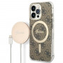 Guess GUBPP13LH4EACSW Kuori + langaton laturi Apple iPhone 13 Pro ruskea hardcase, 4G Print, MagSafe