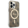 Guess GUBPP13LH4EACSW Kuori + langaton laturi Apple iPhone 13 Pro ruskea hardcase, 4G Print, MagSafe