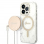 Guess GUBPP14LHMEACSH kuori + langaton laturi Apple iPhone 14 Pro valkoinen hardcase, Marble, MagSafe