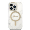 Guess GUBPP14LHMEACSH kuori + langaton laturi Apple iPhone 14 Pro valkoinen hardcase, Marble, MagSafe