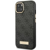 Guess GUHMP14MU4GPRK Apple iPhone 14 Plus / 15 Plus musta kova kuori, 4G Logo Plate, MagSafe