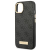 Guess GUHMP14MU4GPRK Apple iPhone 14 Plus / 15 Plus musta kova kuori, 4G Logo Plate, MagSafe