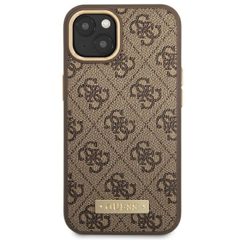 Guess GUHMP14MU4GPRW Apple iPhone 14 Plus / 15 Plus ruskea kova kuori, 4G Logo Plate, MagSafe