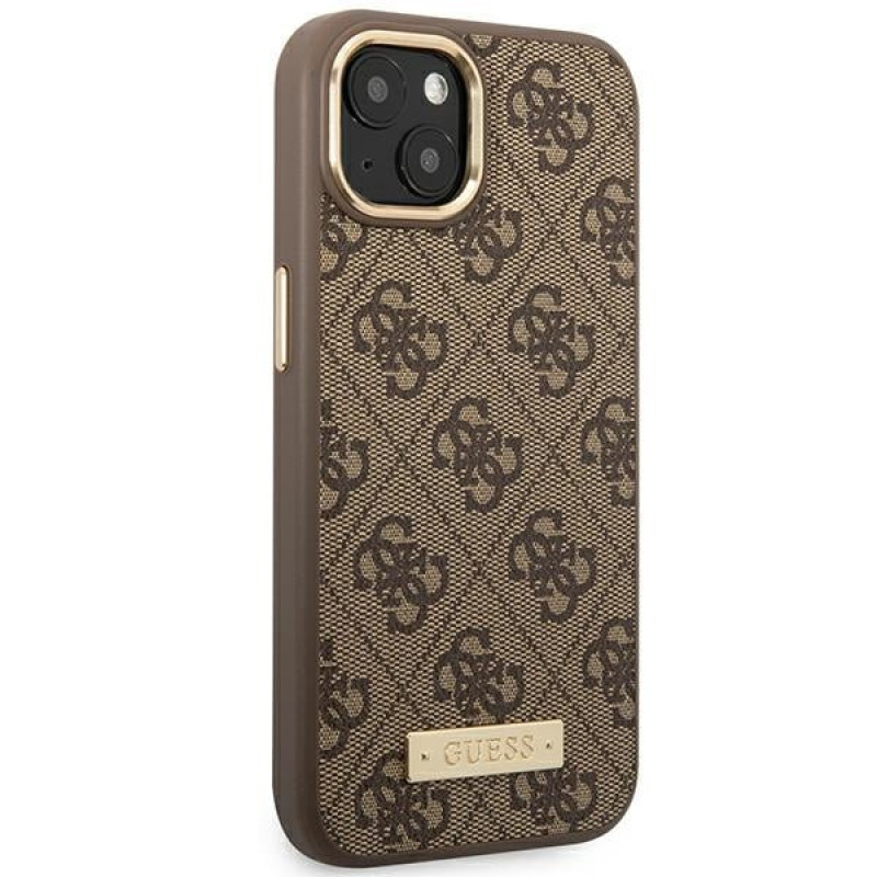 Guess GUHMP14MU4GPRW Apple iPhone 14 Plus / 15 Plus ruskea kova kuori, 4G Logo Plate, MagSafe