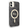 Guess GUBPN61H4EACSK kuori + langaton laturi Apple iPhone 11:lle, 4G Print, musta kova kuori, MagSafe