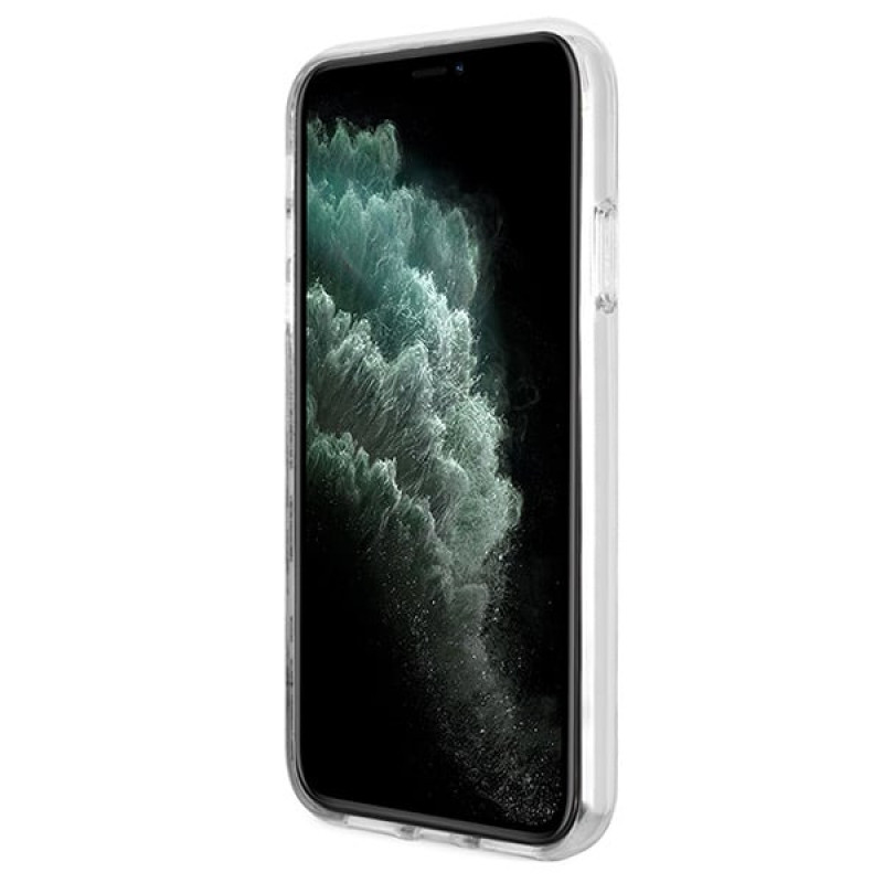 Guess GUBPN61H4EACSK kuori + langaton laturi Apple iPhone 11:lle, 4G Print, musta kova kuori, MagSafe