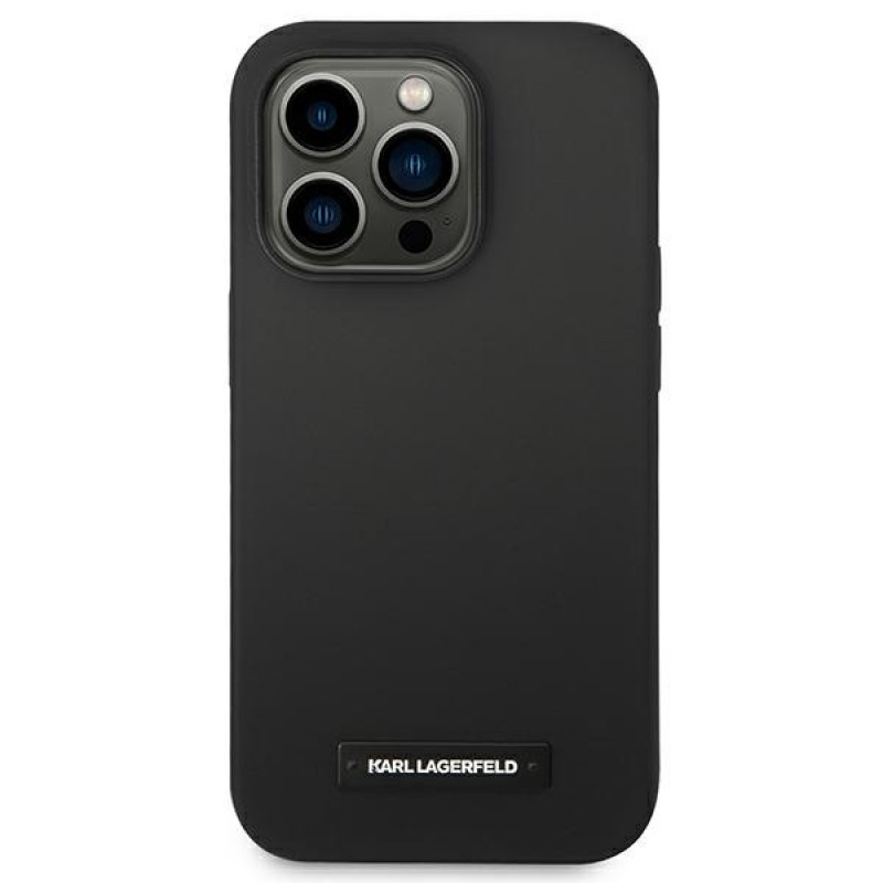 Karl Lagerfeld KLHMP14LSLMP1K Apple iPhone 14 Pro musta hardcase, Silicone Plaque, MagSafe
