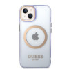 Guess GUHMP14SHTCMU Apple iPhone 14 violetti kova kuori, Gold Outline Translucent, MagSafe
