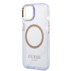 Guess GUHMP14SHTCMU Apple iPhone 14 violetti kova kuori, Gold Outline Translucent, MagSafe