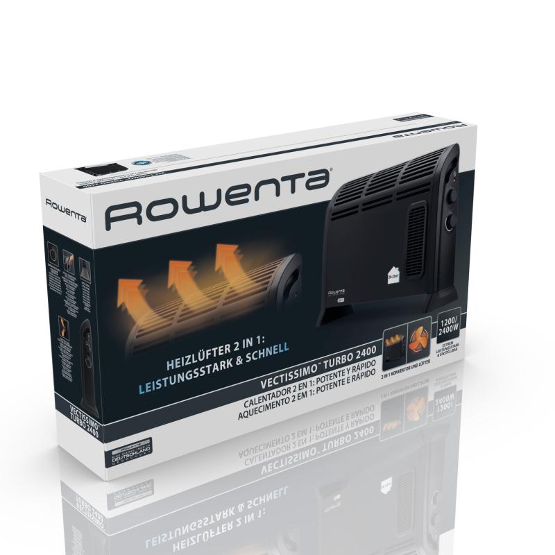 Rowenta Vectissimo Turbo CO3035F1 -konvektorilämmitin puhaltimella, 2400 W, musta