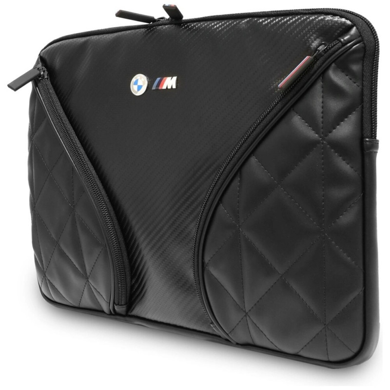 BMW Carbon Pockets & Metal Logo -kannettavan tietokoneen suojahiha 14", musta