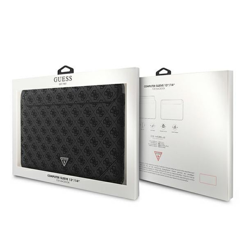 Guess GUCS14P4TK kannettavan tietokoneen suojahiha 13/14", 4G Uptown Triangle, musta