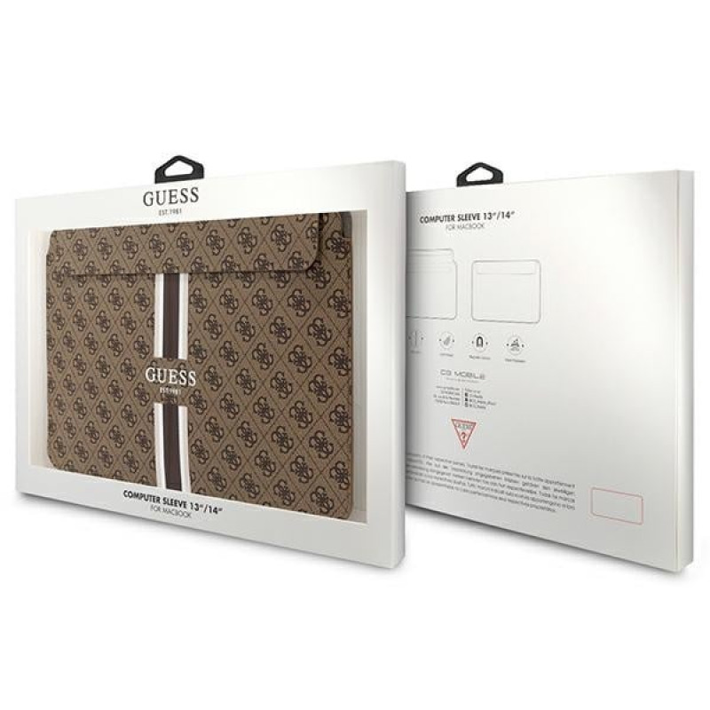 Guess GUCS14P4RPSW kannettavan tietokoneen suojahiha 14", 4G Printed Stripes, ruskea