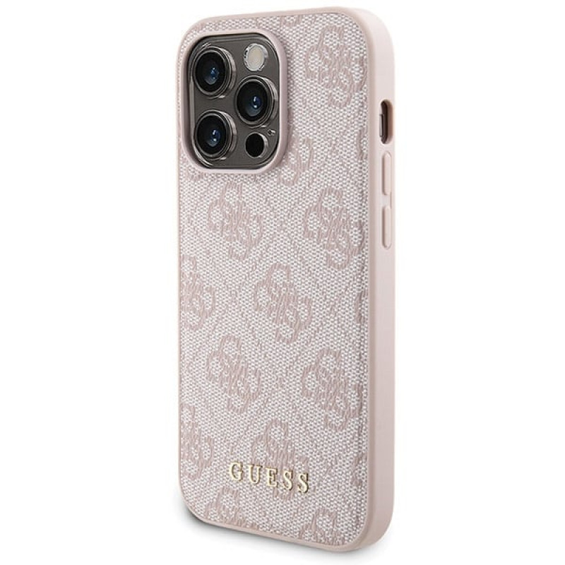 Guess GUBPM5P15L4GEMGP Apple iPhone 15 Pro -kovakotelo + 5000 mAh MagSafe-varavirtalähde -paketti, 4G Metal Logo, pinkki