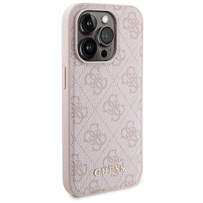 Guess GUBPM5P15L4GEMGP Apple iPhone 15 Pro -kovakotelo + 5000 mAh MagSafe-varavirtalähde -paketti, 4G Metal Logo, pinkki
