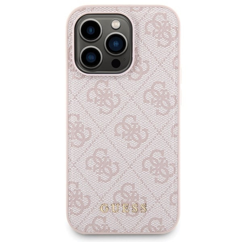 Guess GUBPM5P14L4GEMGP Apple iPhone 14 Pro -kovakotelo + 5000 mAh MagSafe-varavirtalähde -paketti, 4G Metal Logo, pinkki