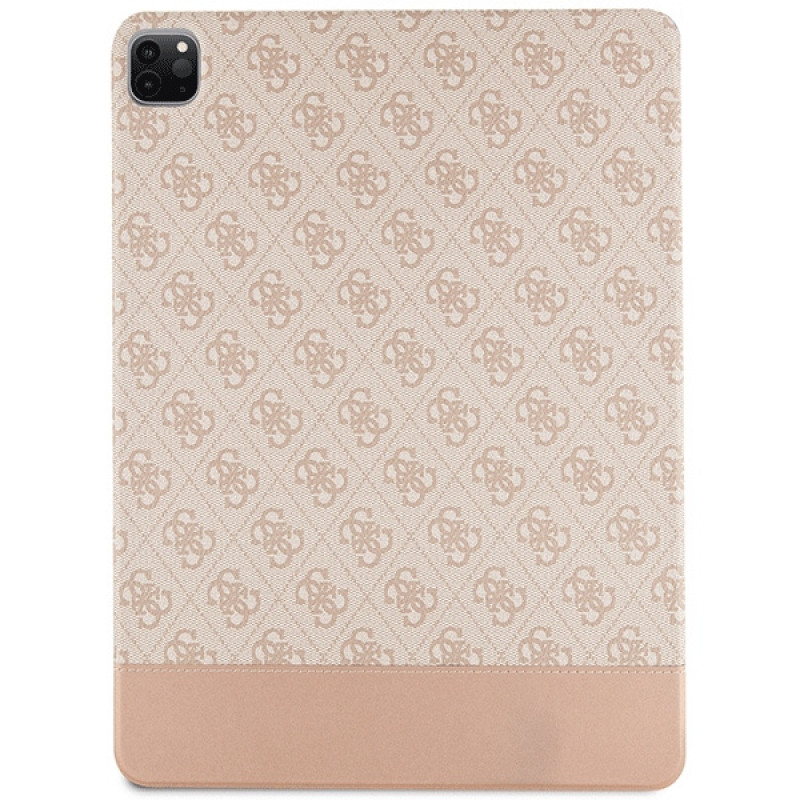 Guess GUFCP12PS4SGP Apple iPad Pro 12.9" (2020/2021/2022, 4./5./6. sukupolvi) Kirjakotelo, 4G Stripe Allover, pinkki