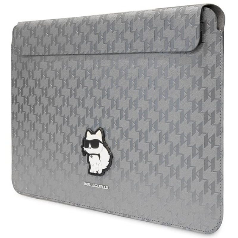 Karl Lagerfeld KLCS14SAKHPCG Kannettavan tietokoneen suojahiha 14", hopea, Saffiano Monogram Choupette