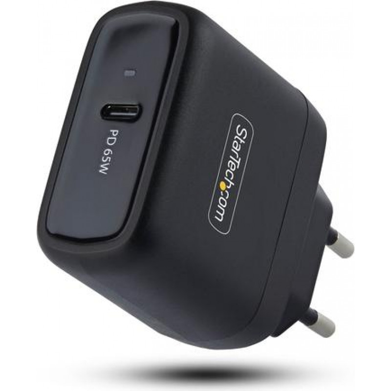 StarTech.com 1065EB-WALL-CHARGER 65 W USB-C GaN -kannettavan tietokoneen laturi, musta