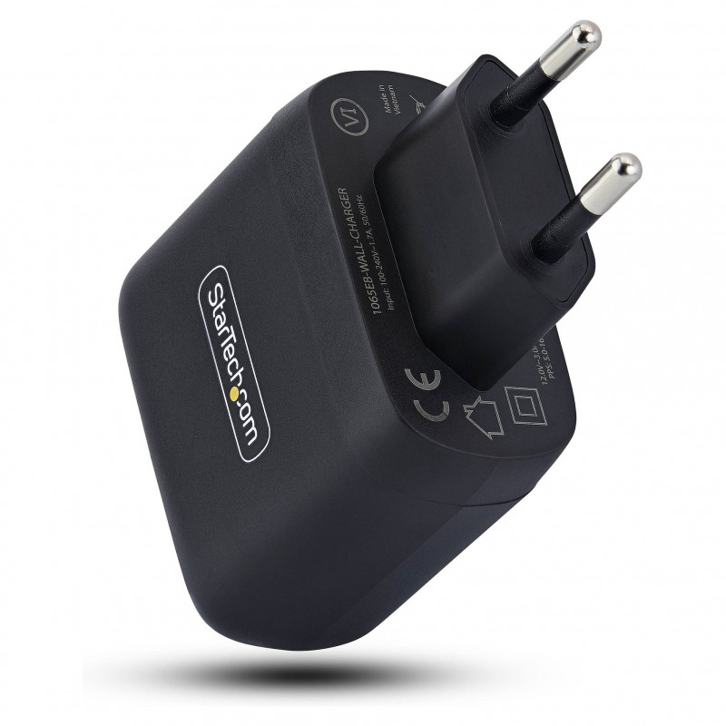 StarTech.com 1065EB-WALL-CHARGER 65 W USB-C GaN -kannettavan tietokoneen laturi, musta