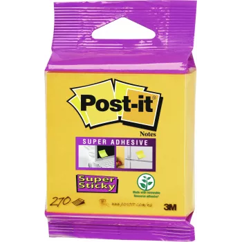 3M Post-it Super Sticky muistilaput 2014-S, 76x76 mm, narsissinkeltainen, 270 arkkia